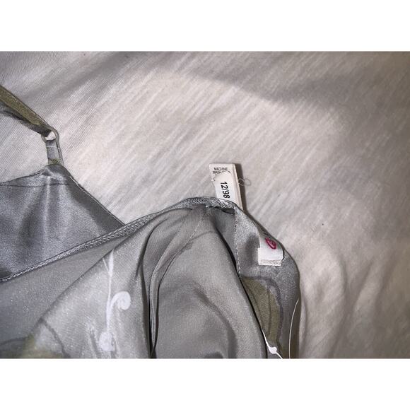 Victoria Secret VTG Slip 100% Silk Night Gown Robe Lingerie Set Gray Floral S - Picture 12 of 12